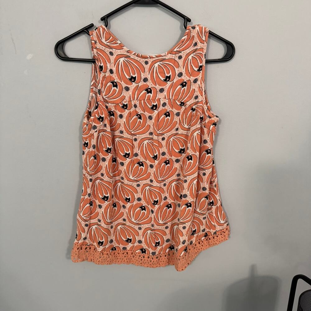 Market & Spruce Peachy Orange Printed Sleeveless Tank Top Women's Size Medium - Picture 2 of 7